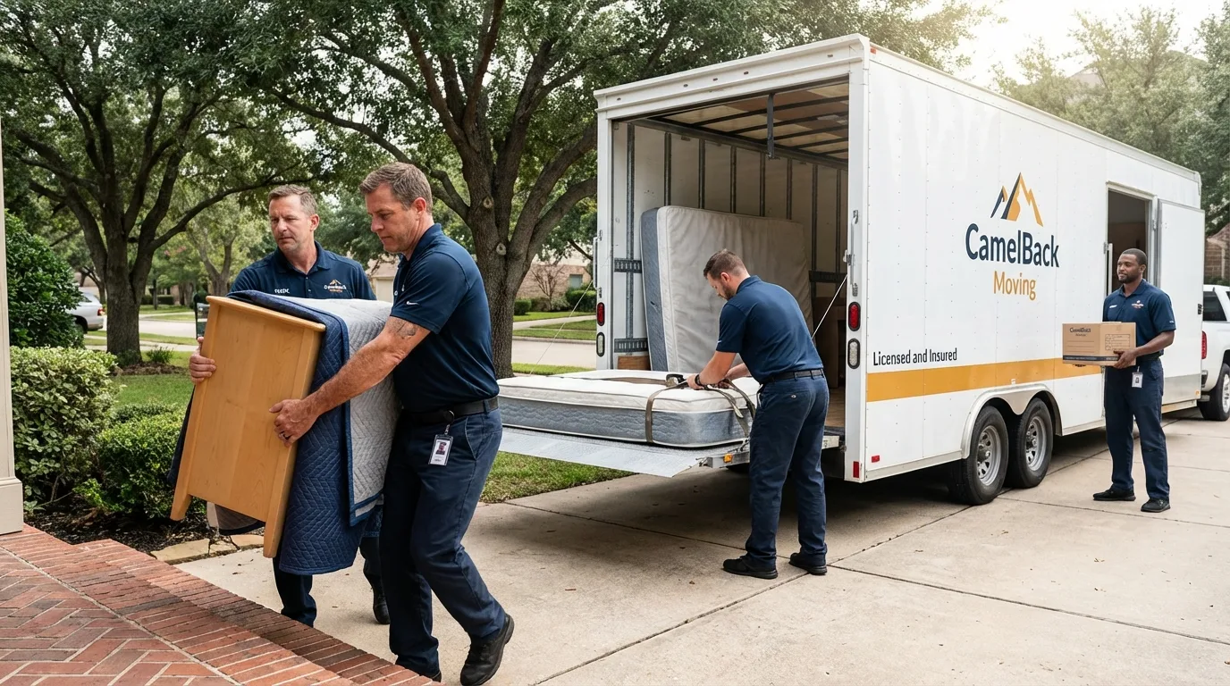 Crew loading residential truck for cross-state move from Lathrop, MO